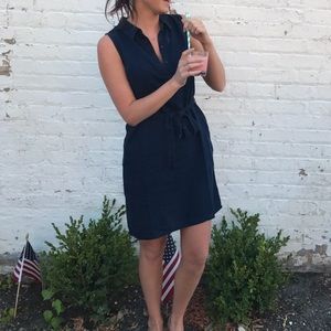 Dark Denim Knee Length Dress w/ Belt